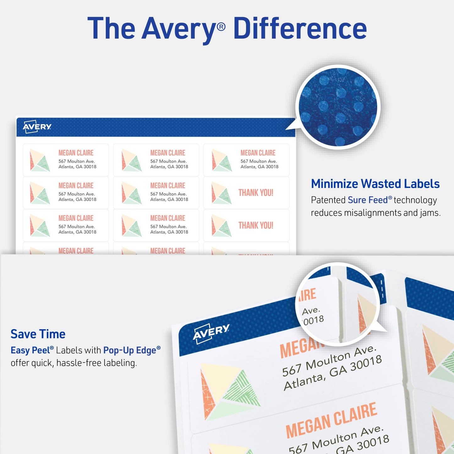 Avery Easy Peel Printable Address Labels with Sure Feed, 1" x 2-5/8" Customizable Stickers, White, 750 Blank Mailing Labels, Great for Mailing, Shipping, and More (8160) 750 labels
