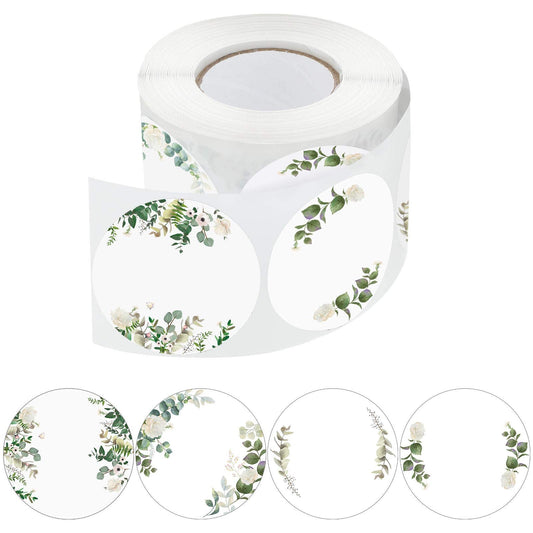 500 Pieces Canning Jars Labels Stickers Round Self Adhesive Stickers Lid Labels Roll 2 Inch Floral Canning Label Sticker for Storage Organizing Tags Envelop Seal, 4 Designs (White) White