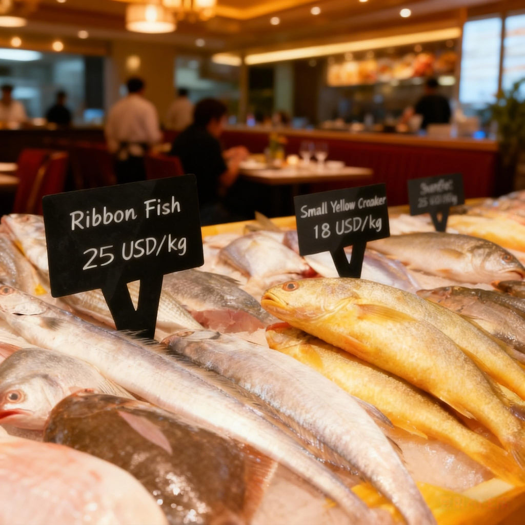 5Pcs Supermarket Aquatic Frozen Seafood Market Price Card Acrylic Black Ice Table Insert Label Clip Erasable Plug-in Label Display Rewritable Promotional Price Tag Waterproof Square Advertising Sign