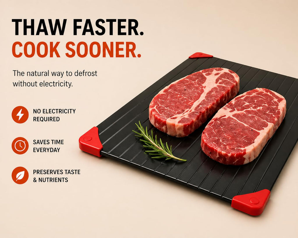 Fast Defrosting Tray for Frozen Food | Natural Thawing Plate | No Electricity Required | High-Conductivity Aluminum | Ideal for Meat, Fish & Poultry