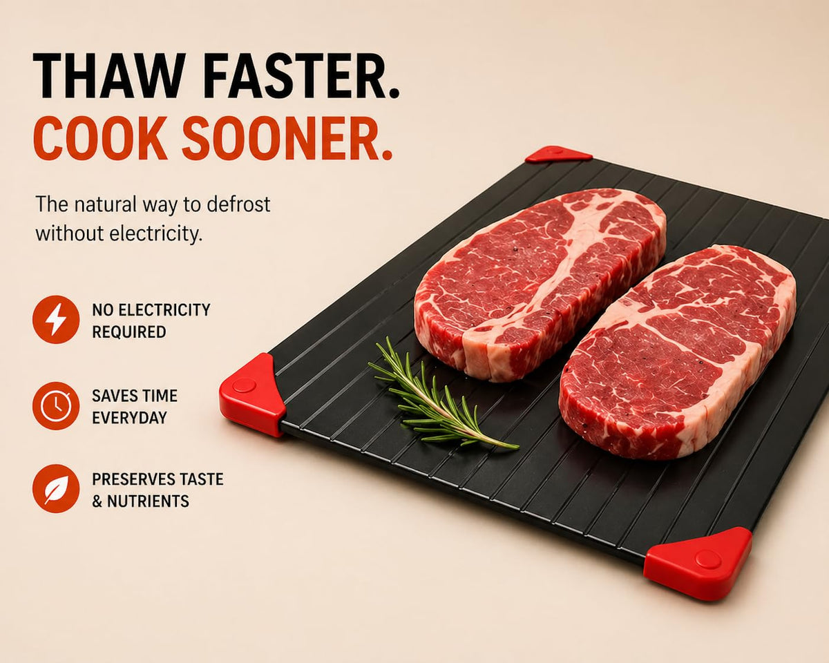 Fast Defrosting Tray for Frozen Food | Natural Thawing Plate | No Electricity Required | High-Conductivity Aluminum | Ideal for Meat, Fish & Poultry