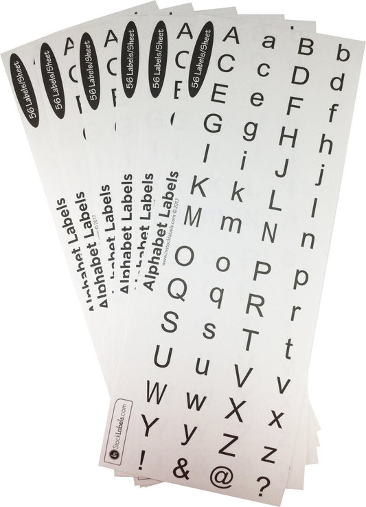 Alphabet Stickers for Inventory Classroom Organization White with Black Lettering 3/4 Inch Round Circle Dots 336 Adhesive Labels