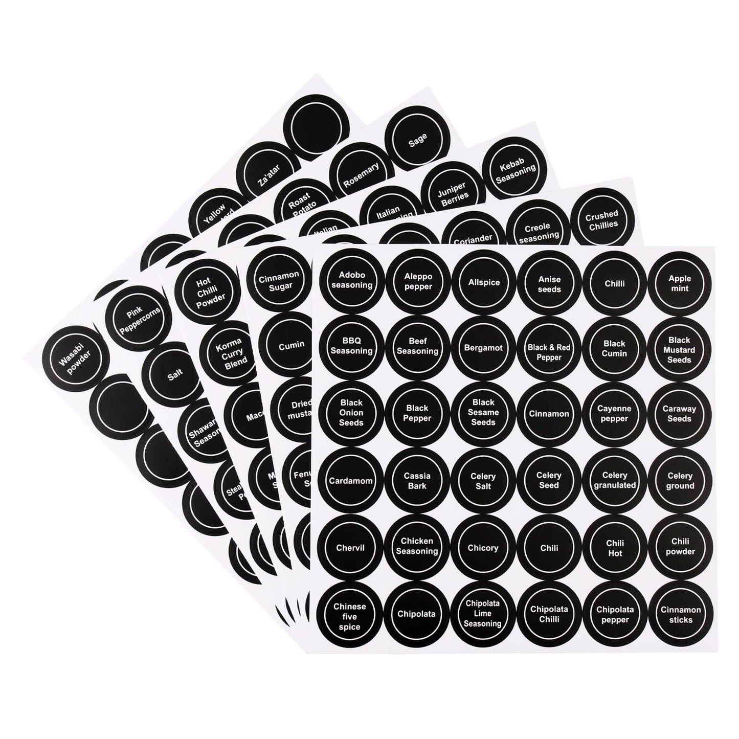 Black Spice Jar Labels Removable Spice Labels Stickers for Kitchen Pantry Food Containers
