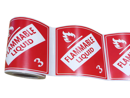 YOUOK Red Hazard Class 3 D.O.T.Flammable Liquid Rhombus,4inch Warning Stickers Adhesive Labels for Boxes,Shipping Package Warning(300PCS/ROLL)