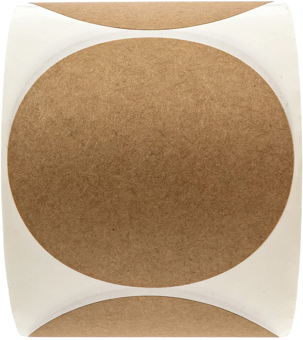 3" Natural Brown Kraft Stickers / 500 Blank Kraft Circle Labels/DIY Round Canning Labels/Made in The USA 3"