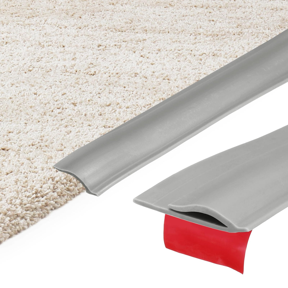 uxcell 9.84Ft x 1.3" x 0.22" Carpet to Tile Transition Strip, Self-Adhesive Carpet Edge Strip, TPE Gap Cover, Laminate Edge Trim for Uneven Surfaces, Gray