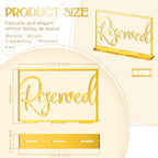 Yalikop 6 Pcs Acrylic Reserved Table Signs for Wedding Events, Gold
