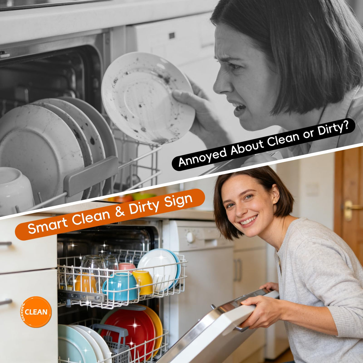 2 Pack Clean Dirty Dishwasher Magnet, Dishwasher Clean Dirty Sign