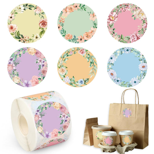 500Pcs Spring Floral Jar Label Sticker Vintage Flower Gift Tag Colorful Retro Flowers Round Paper Decal Labels for Family Kitchen Sauce Candy Bottle, 2 Inch