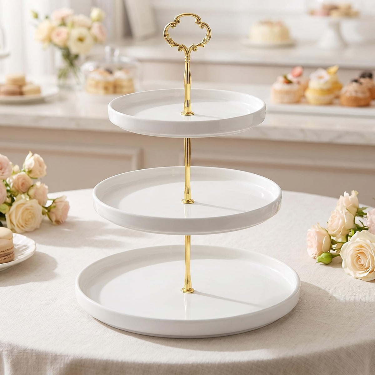 3 Tier Cake Stand Hardware Kit, Flower Cupcake Dessert Plate