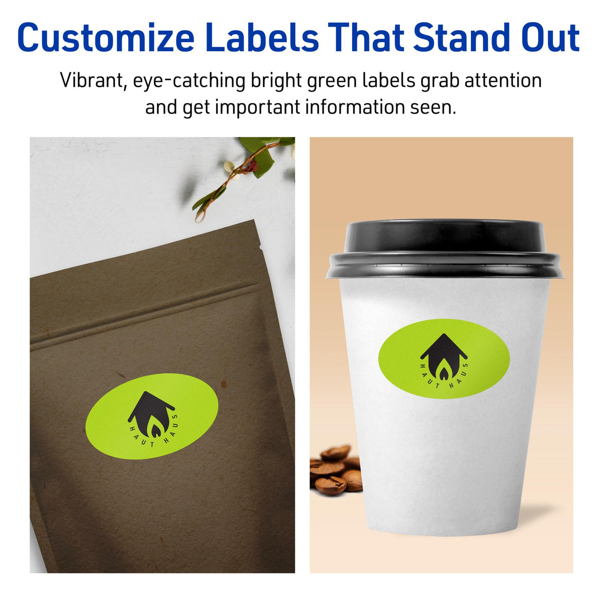 Avery® Printable Oval Labels, Sure Feed® Technology, 1" x 2", Bright Green Labels, Print-to-The-Edge, Laser/Inkjet Printable, 480 Total, Great for Soaps and Candles 480 labels