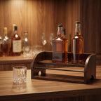 HOZEON 2PCS Wooden Liquor Bottle Display Shelf, 2 Tier Countertop Wine Rack