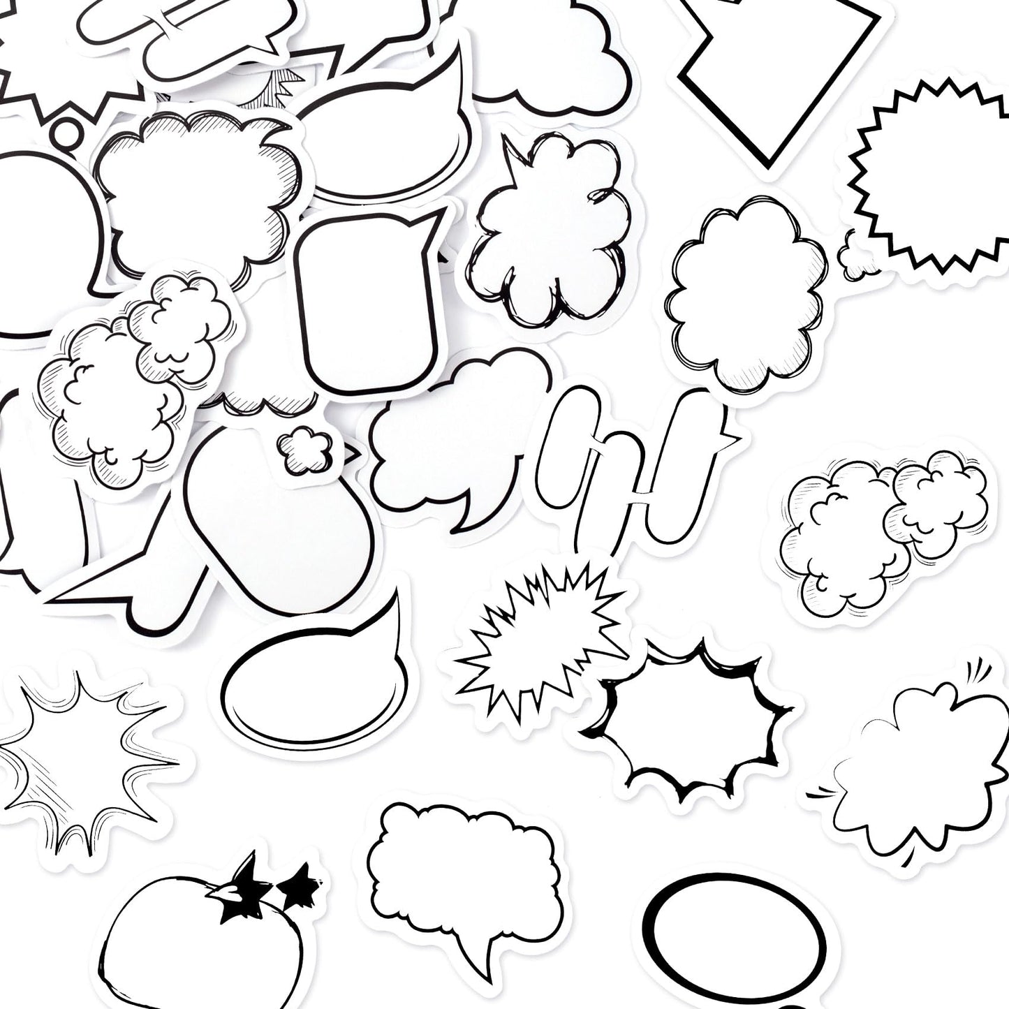 90 PCS Dialog Box Paper Stickers, Black White Adhesive Label Stickers Cute Decoration for DIY Scrapbooking, Planners, Calendar, Photo Album, Diary, Laptop, Crafts