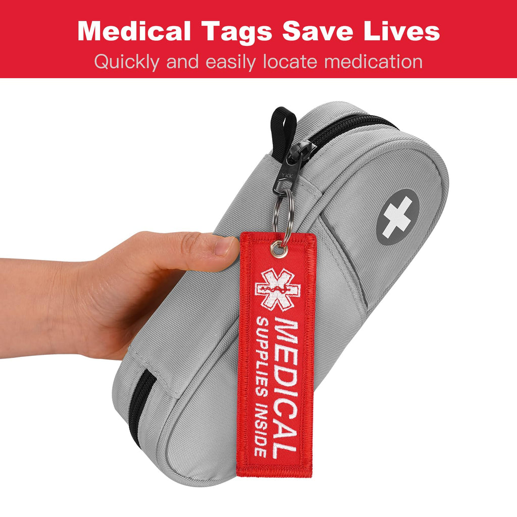 MEDMAX 8 Pack Emergency Medical Cards with 2 Pack Double Sided Medical Supplies Inside Luggage Tag, Red