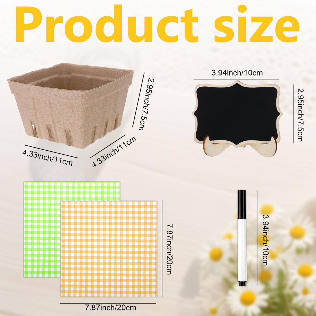 24 Set Farmers Market Decor-Baskets Greaseproof Paper Chalkboard & Marker
