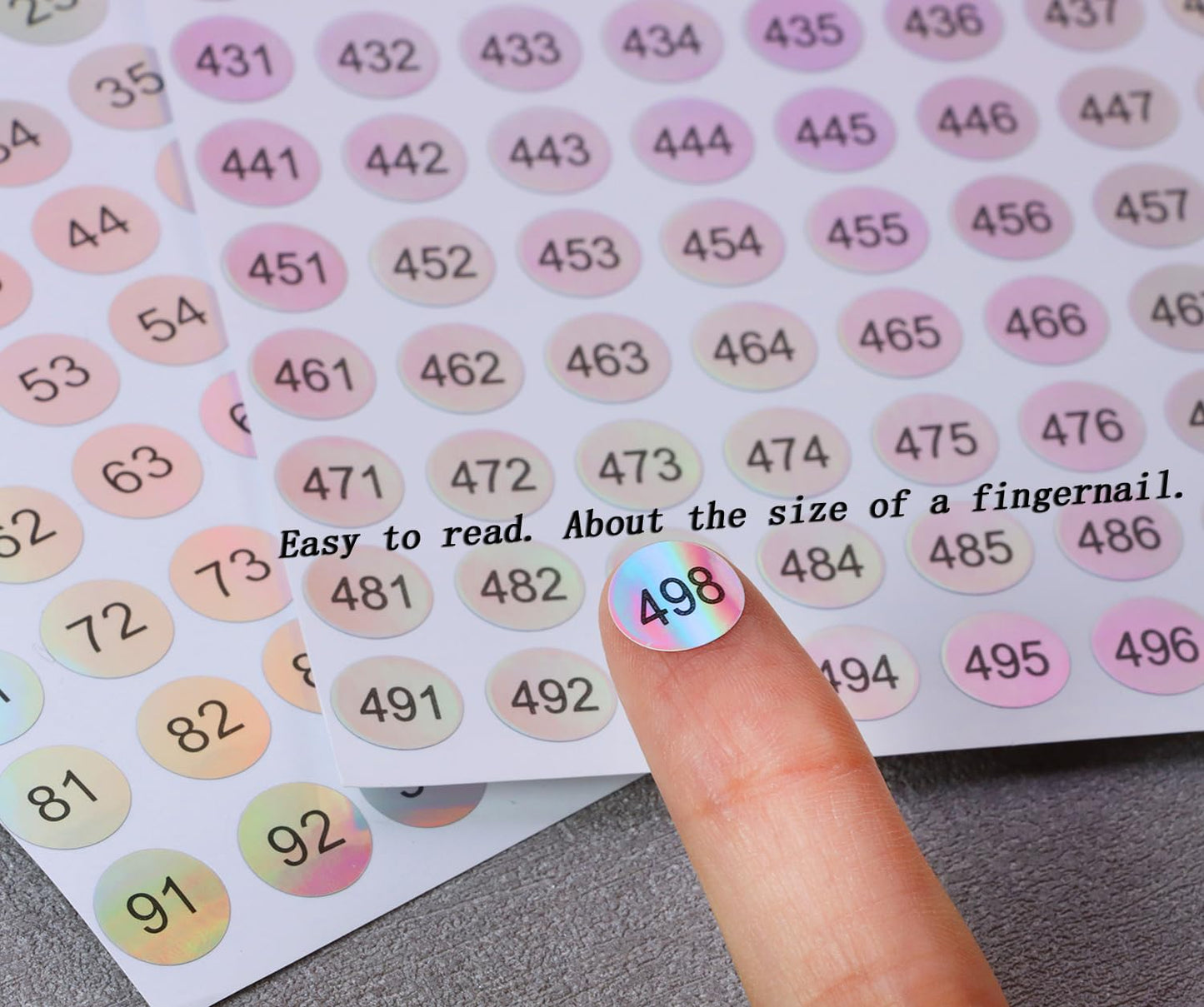 Mini Skater 20 Sheets 1 to 500 Consecutive Laser Number Stickers Round Self Adhesive Reflective Inventory Storage Organizing Labels Sticker 2/5 Inch for Nail Polish Bottle Lipstick
