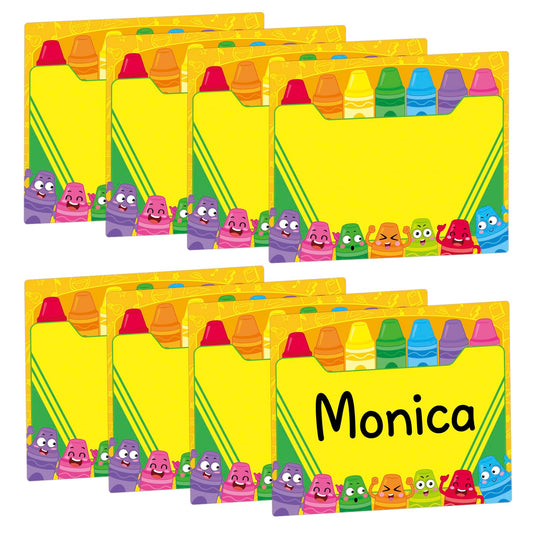 104 Pcs Cartoon Crayon Name Tag Stickers -3''x 2.5'' Colorful Self Adhesive Name Sticker Gift Tag Labels for Classroom Party Office Home Conferences (Crayon)