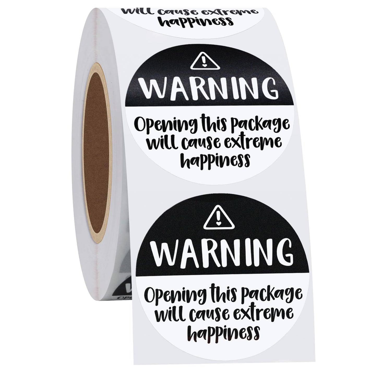 Hybsk Black and White Adorable Warning: Extreme Happiness Labels for Business Or Personal Use, 1.5 inch, 500 Small Business Stickers On a Roll