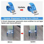 BOMEI PACK 3Rolls Filament Strapping Tape 2Inch with Dispenser, Heavy Duty Fiberglass Reinforced Packing Tape for Shipping, Cross Bi Directional Filanent Tape 2inch x 30Yds x 5.9Mil, Total 90Yds 3