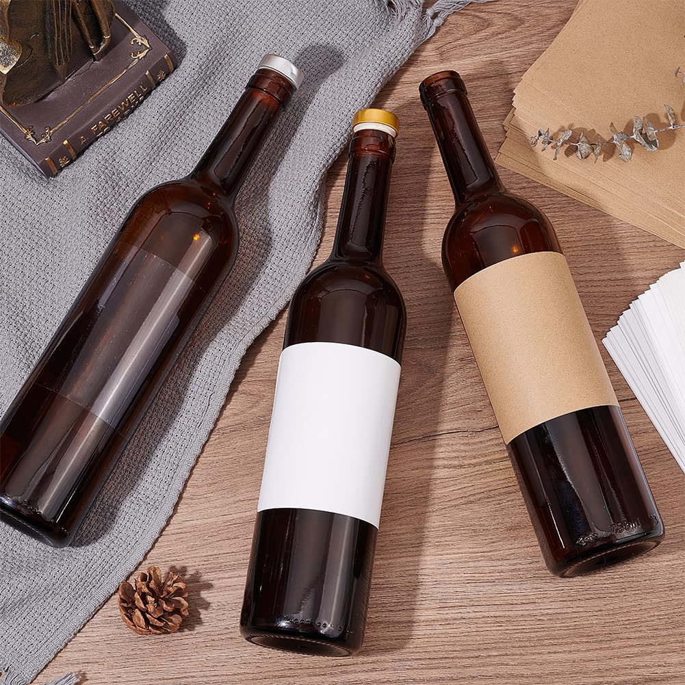 PH PandaHall 20 Sheet/80pcs Adhesive Wine Bottle Labels Custom Wine Label Stickers 3.9×4.9" Brown Blank Label Stickers Bottle Label Covers for Wine Wedding Engagement Anniversary Cocktail Party 3.9×4.9"