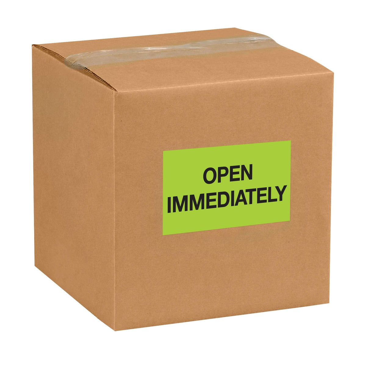 Tape Logic Aviditi Tape Logic 3" x 5","Open Immediately" Fluorescent Green Warning Sticker, for Shipping, Handling, Packing, and Moving (1 Roll of 500 Labels)
