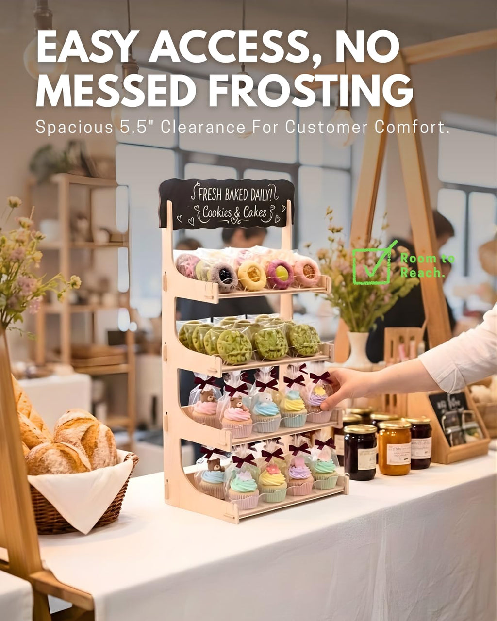 HOTCAN Cookie Display with Acrylic Front & Wooden Cookie Display
