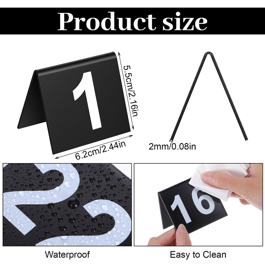 Double Sided Table Number 1-50 for Restaurant, Wedding Party Food Service Black