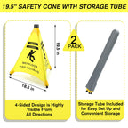 Ceenna 2 Pcs 19.5 Inch Wet Floor Sign Pop-up Safety Cone with Storage Tube Wet Floor Symbol Yellow Warning Sign for Retail, Grocery, Office, Cinema, Restaurant, Mall