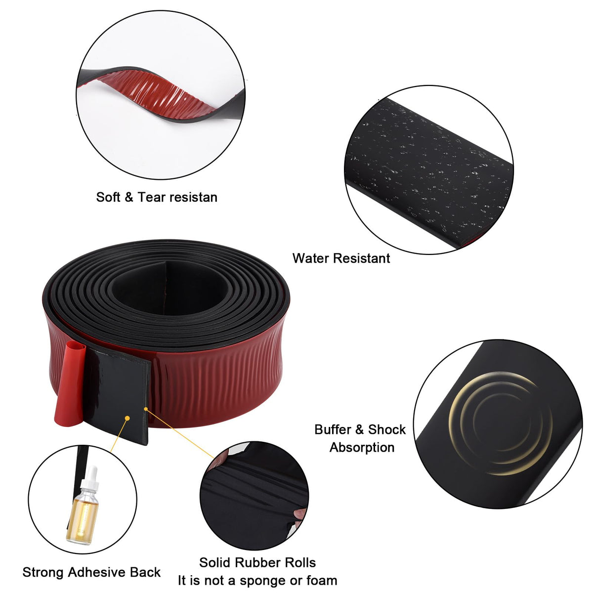 Neoprene Rubber Strips Self Adhesive Solid Rubber Sheets Rolls Strips for DIY Crafts Projects Insulation Cushion Gaskets Padding Sealing Warehouse Flooring Protection Black 1" Wide x 1/8" Thick x 120" Long