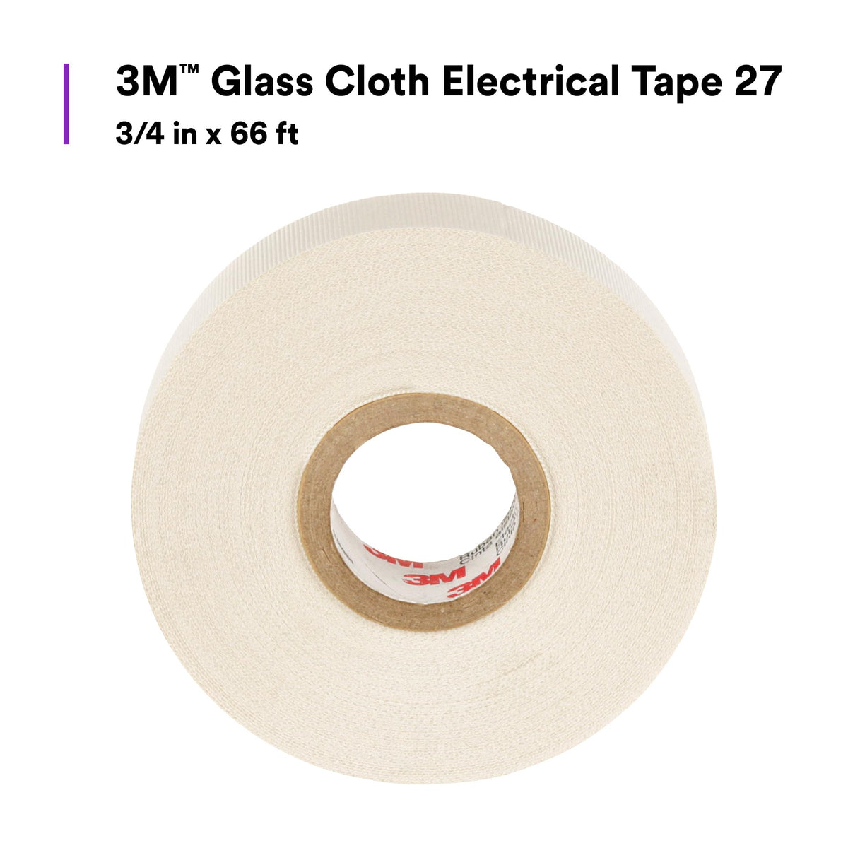 3M Glass Cloth Electrical Tape 27, 3/4 in x 66 ft, 1 Roll