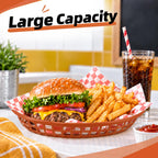 24 Pack, Oval Plastic Fast Food Basket, 8.9 x 5.5 Inch (Brown) Brown