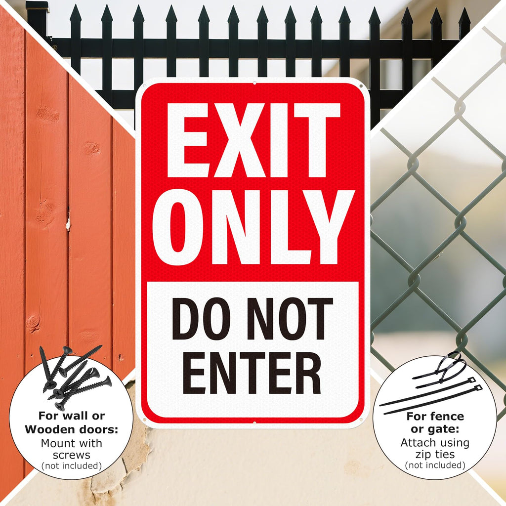 2Pack Exit Only Do Not Enter Sign 18"×12" Engineer Grade Reflective