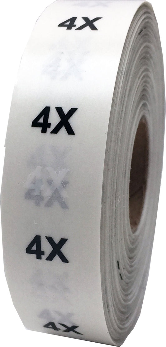 4X Modern Style Clear Clothing Size Strip Stickers 3/4 x 6 Inch 200 Labels on a Roll 4x