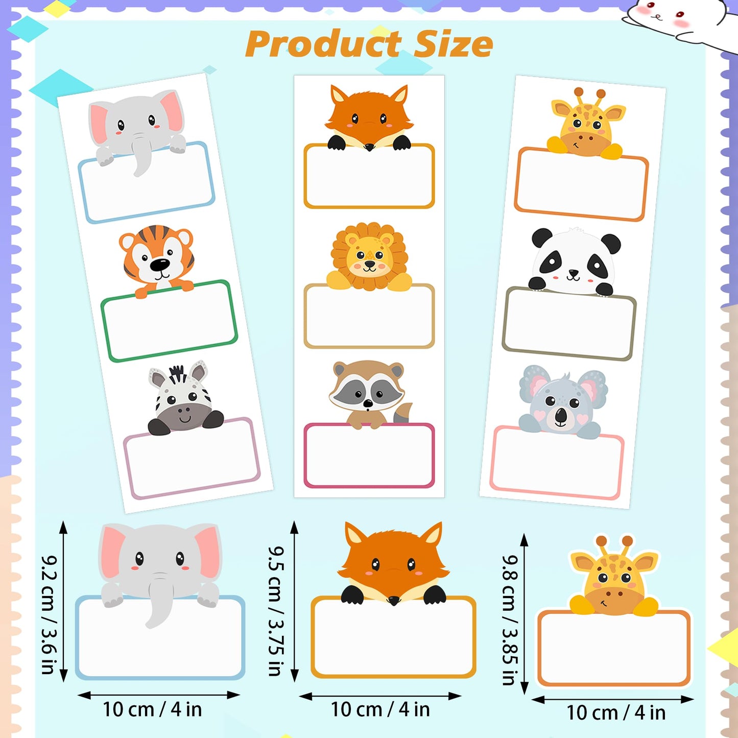 Lucleag 135 PCS Animal Name Tags Stickers, Self Adhesive Jungle Animals Name Tag Labels Stickers for Classroom Back to School Student Office Desk Cubby Locker Bulletin Board Decor