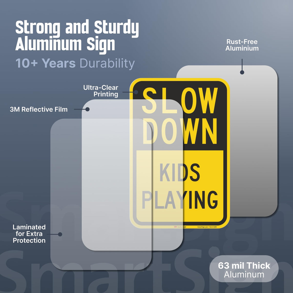 SmartSign "Slow Down - Kids Playing" Sign | 12" x 18" 3M Engineer Grade Reflective Aluminum 12" x 18"