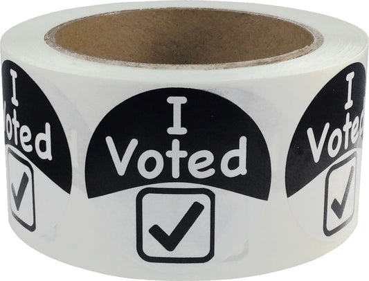 InStockLabels I Voted Black-and-White Circle Stickers, 2-Inch Round Labels, Pack of 500