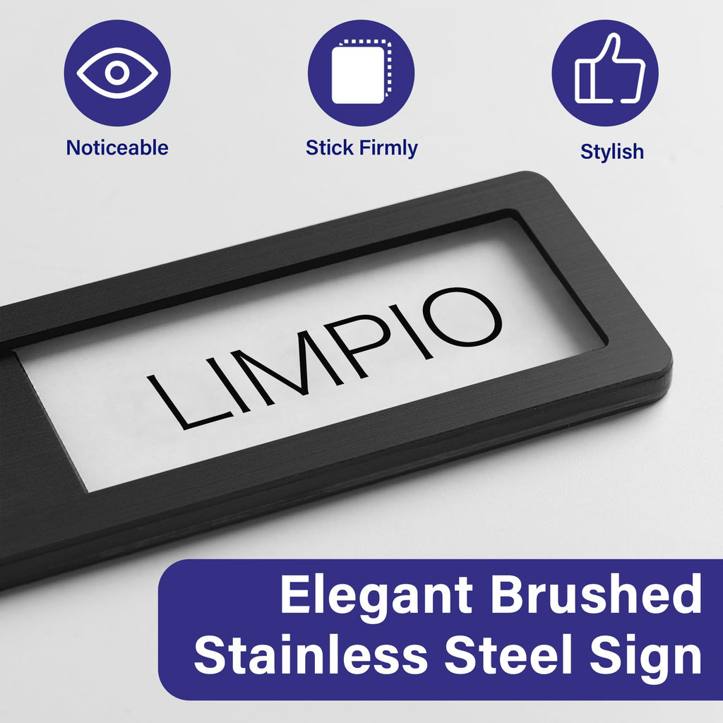 Dishwasher Magnet Clean Dirty Sign - Stainless Steel Dishwasher Magnetic Sign - Clean & Dirty Dishwasher Slider Easy to Indicator -Black Spanish Spanish - Black