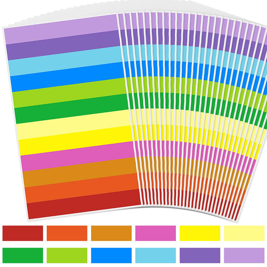 480Pcs Color Coding Labels, 12 Colors Rectangular Colored Label Stickers 3.1×0.8 Inch, Assorted Removable Labels for Classroom Office Labeling Marking(480 Labels)