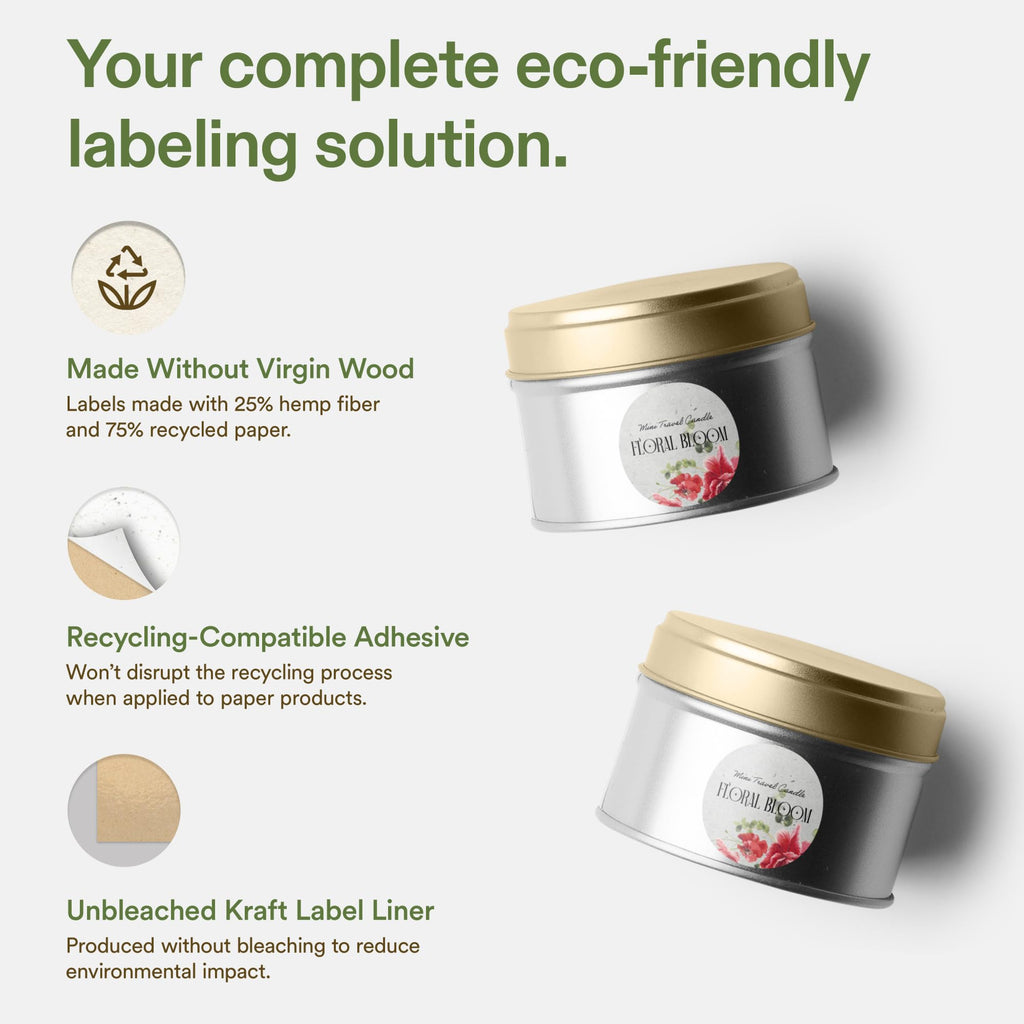 Avery Printable Round Hemp Labels with Sure Feed Technology, 1-1/4" Diameter, Off-White, Print-to-the-Edge, Laser & Inkjet Compatible, 1200 Total, Great for Product Branding, Packaging, and More 1,200 Labels