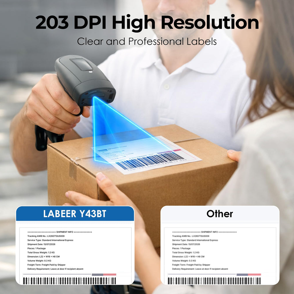 Labeer Bluetooth Thermal Shipping Label Printer, Wireless 4x6 Label Printer Black