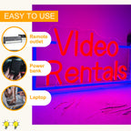 Allball Video Rentals Neon Sign, Movie Night LED Neon Light USB Powered Dimmable, for Home Cinema Basement Bar Gaming Room Private Cinema Movie Theme Birthday Gifts(15.7 * 7.8 In) red + blue
