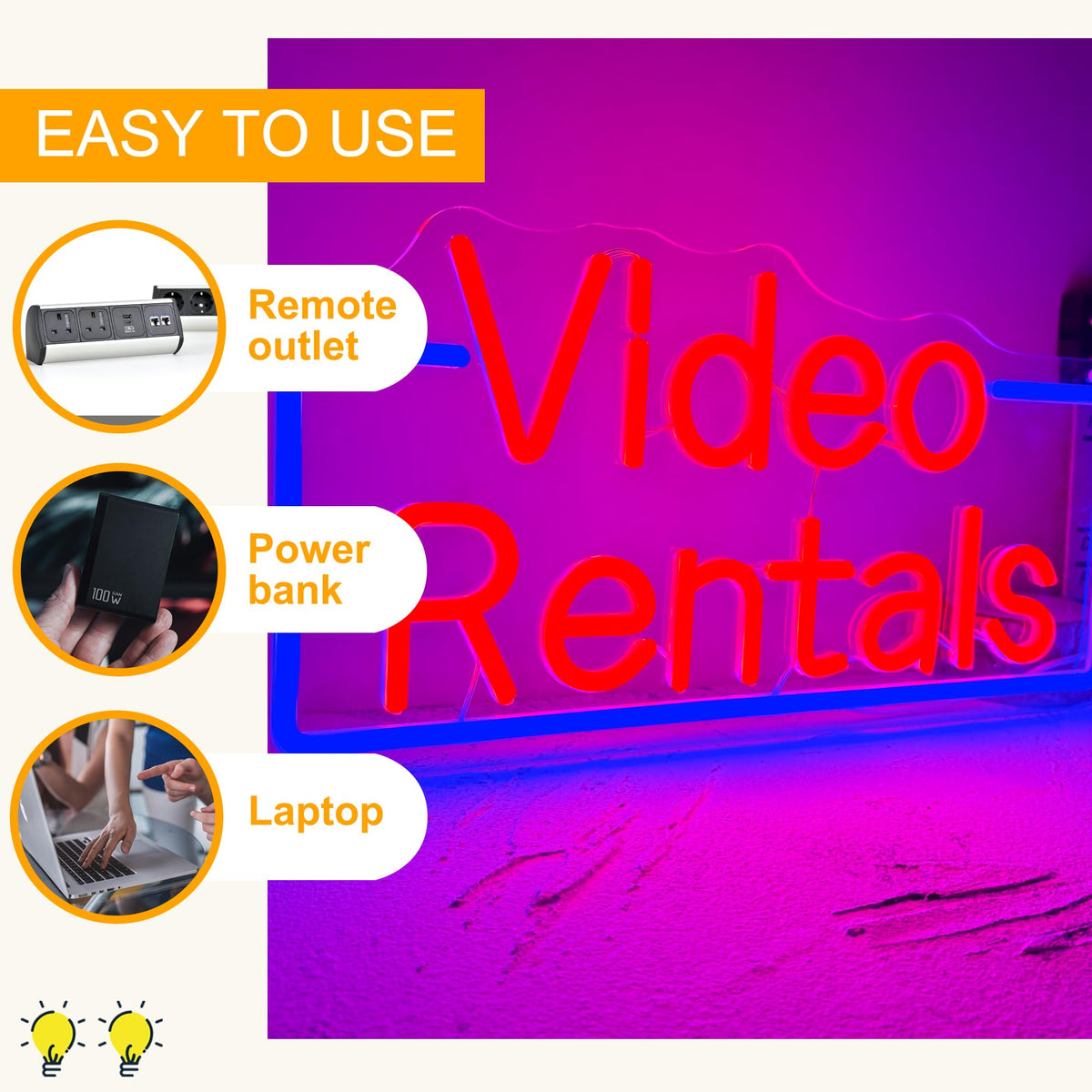 Allball Video Rentals Neon Sign, Movie Night LED Neon Light USB Powered Dimmable, for Home Cinema Basement Bar Gaming Room Private Cinema Movie Theme Birthday Gifts(15.7 * 7.8 In) red + blue