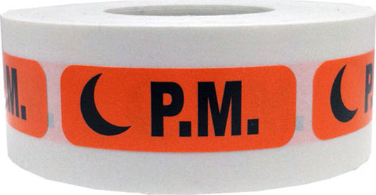 Orange with Black PM Medical Healthcare Stickers, 0.5 x 1.5 Inches in Size, 500 Labels on a Roll