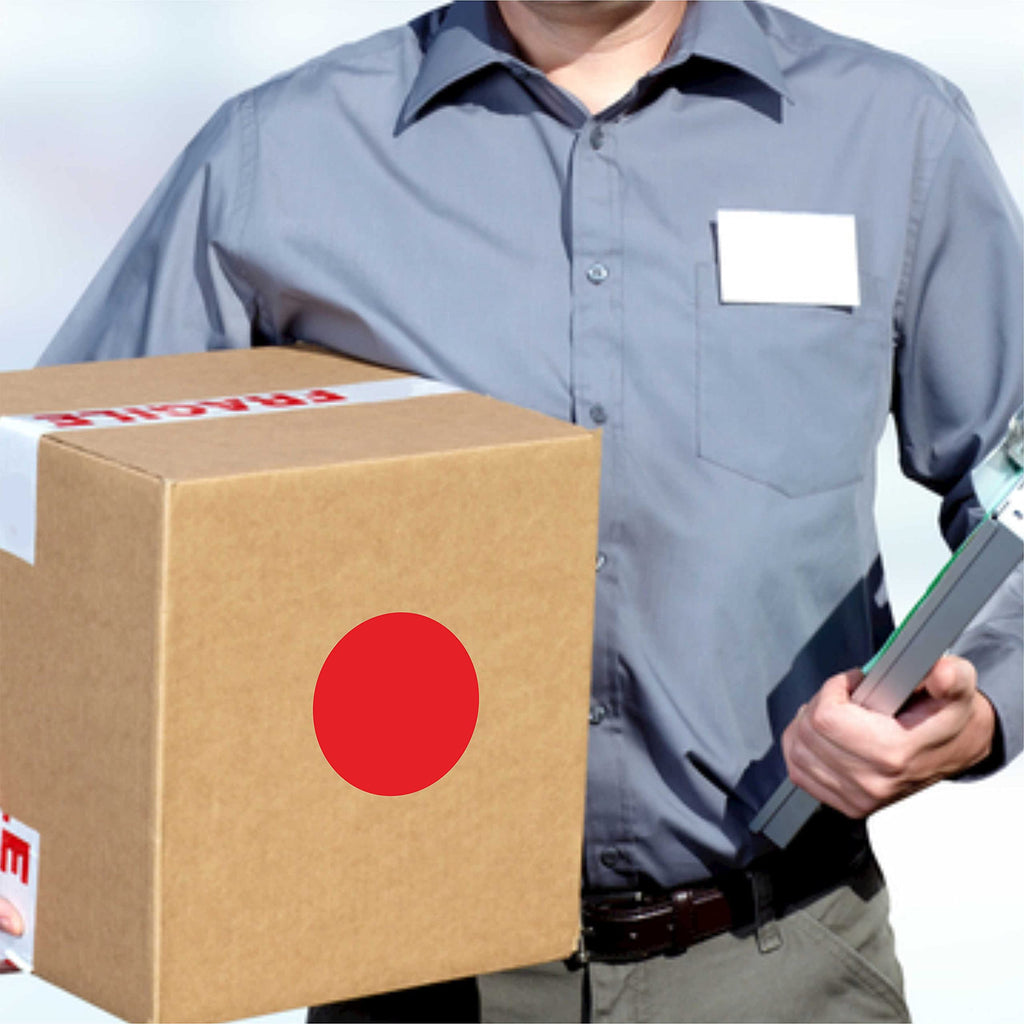 PARLAIM 3-inch round color-code dot stickers in red, 500 labels per roll, used for inventory and color coding.