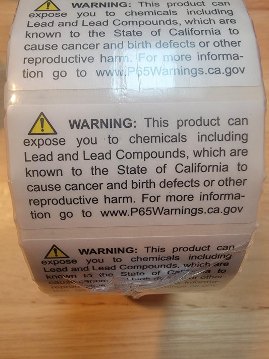 California Proposition 65 Lead and Lead Compounds Warning Labels 1 x 2 inch 500 Warning Stickers