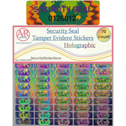 70 Hologram Tamper Evident, Tamper Proof Stickers. Security Seal. Individual Serial Numbers. Tamper Foil Tape Labels. Destroyed Upon Removal with Residual Text Left on Item.… (70 Stickers) 70 Stickers