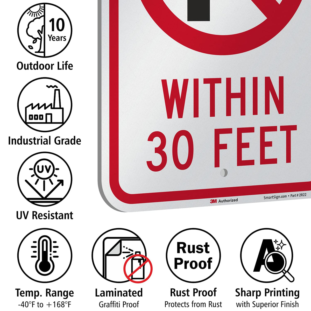 SmartSign "No Parking Within 30 Feet" Sign | 12" x 18" 3M Engineer Grade Reflective Aluminum