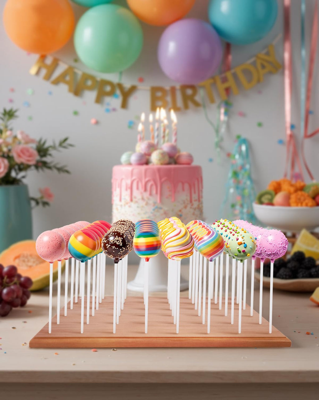 48 Hole Wooden Cake Pop Stand, Cake Pop Holder for Dessert Display Walnut Only 48 Hole Stand