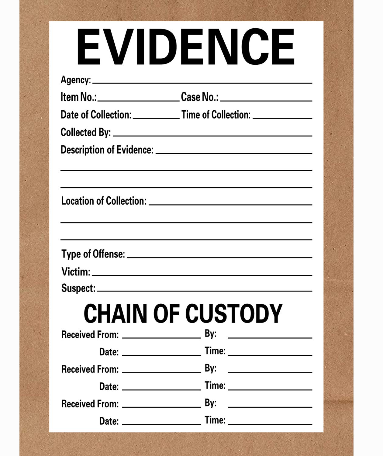 Adhesive Evidence Label 4 X 6 Inches - Stick on Evidence Stickers 100 Evidence Labels Per Pack For Forensics Class,Theme Birthday Party 4x6 inch White