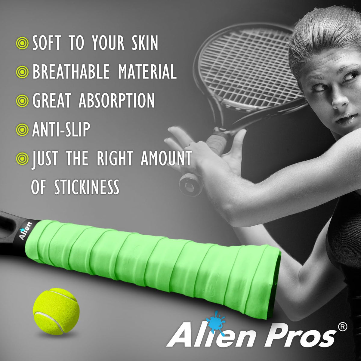 ALIEN PROS 12 Grips Gray & Neon Pink New Model M-Tac Tennis Racket Grip Tape - Wrap Your Racquet for High Performance